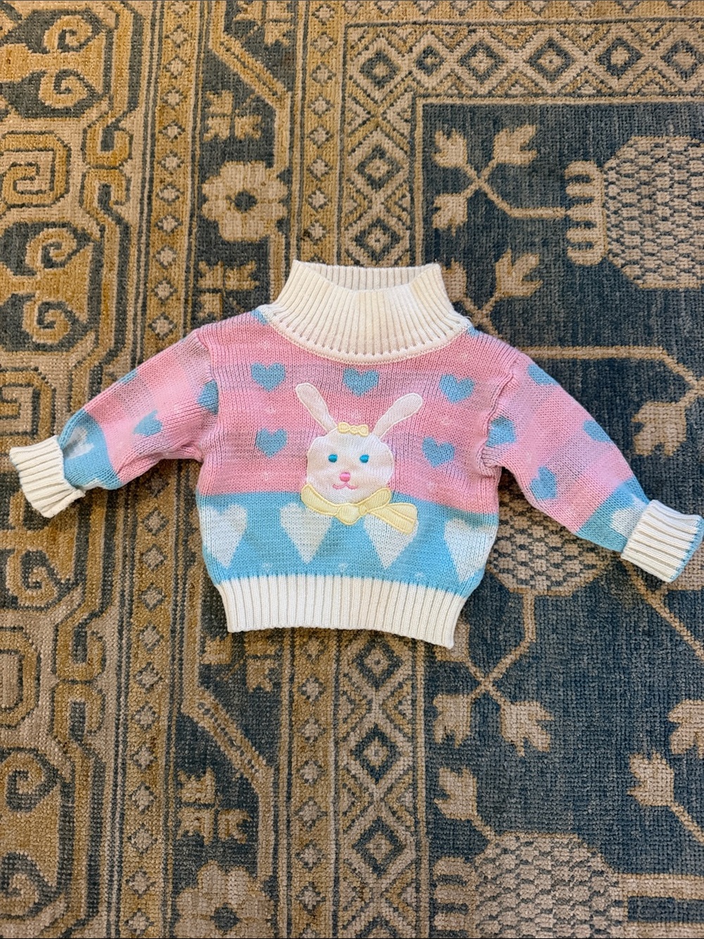 MC Donald’s Vintage Kids Bunny Turtleneck Sweater - Pink & Light Blue